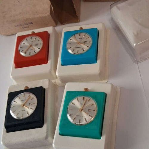 Ruhla table clocks wind-up like new, 4 colors with boxes