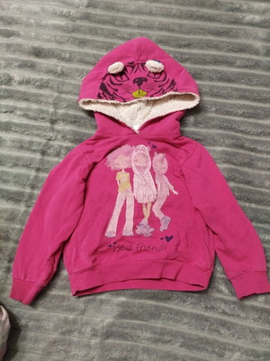 Pink children's sweatshirt Abel & Lula new, warm with fur and ears