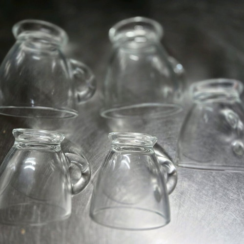 Set of five glass cups new