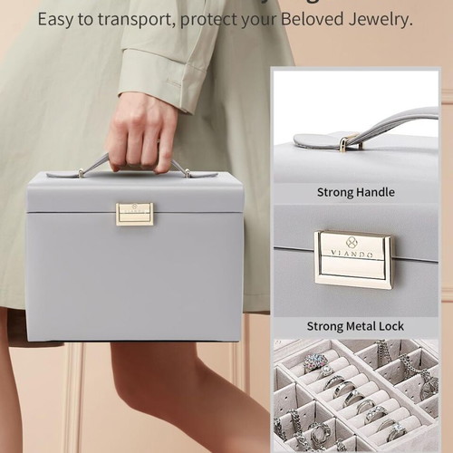 Vlando Jewelry Box new with mirror, 4 levels, velvet lining