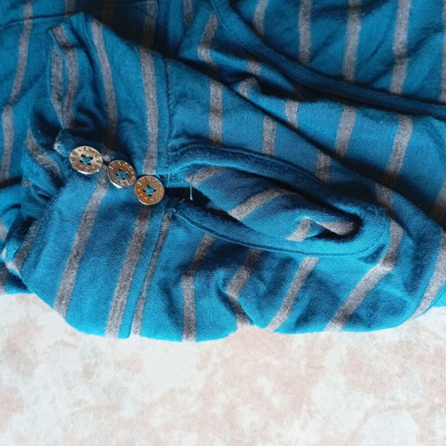 Guess women's T-shirt size S striped green petrol and grey like new