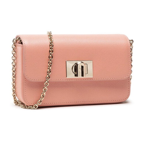 Mini Furla shoulder bag new, coral leather