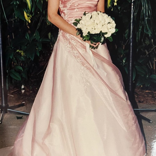 Demetrios wedding dress pink pastel like new, size S