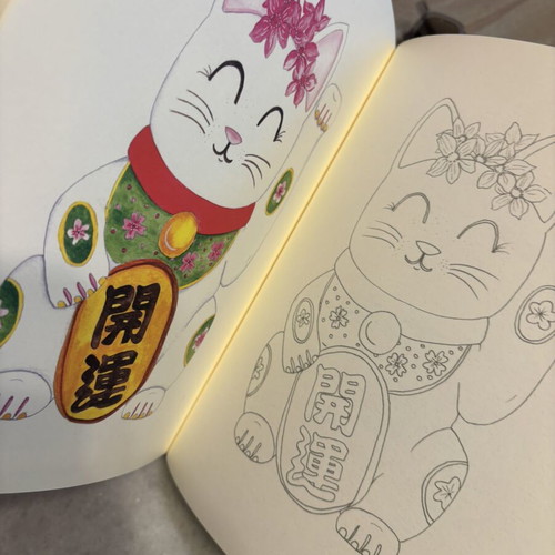 Anti-stress coloring book with watercolor