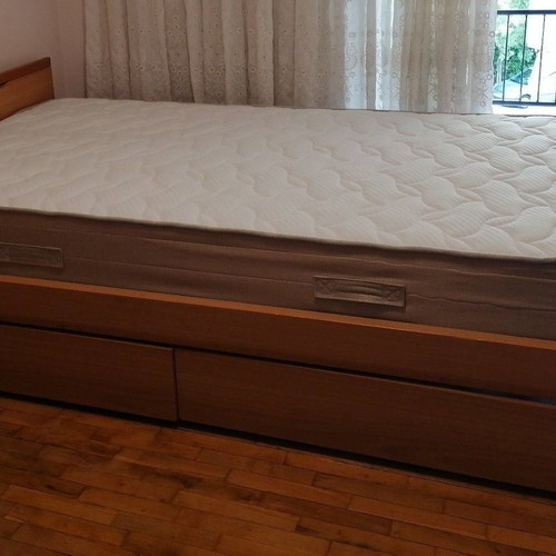 Bed set with new Comfort Strom Luxuri mattress and storage drawers
