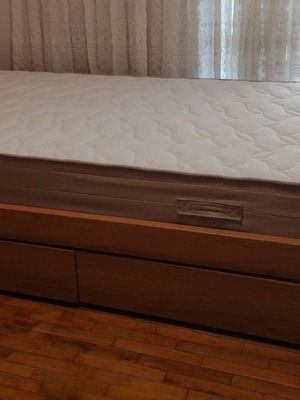 Bed set with new Comfort Strom Luxuri mattress and storage drawers