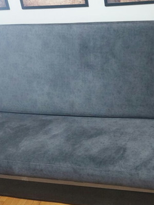Grey sofa bed with storage, refurbished