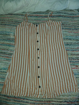 Dress striped pink used, above the knee, size M H&M