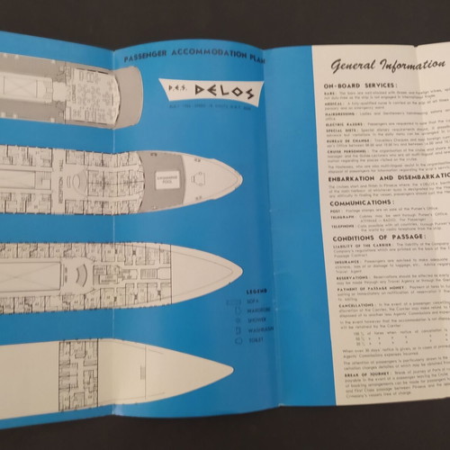 Nomikos Lines Delos cruise ship brochure 1964