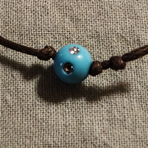 Boho handmade necklace with double heart, new, brown and turquoise