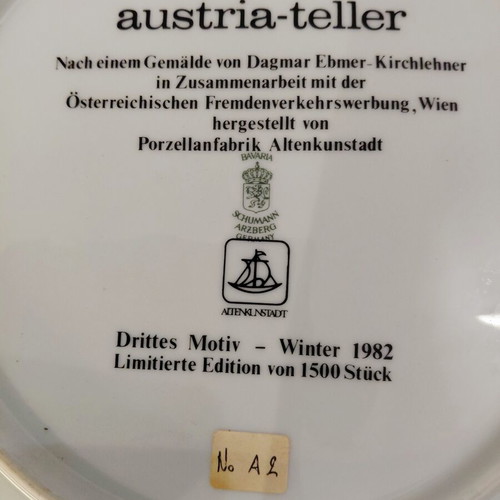 Dagmar Ebmer-Kirchlehner Winter 1982 porcelain decorative plate, limited edition