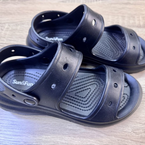Sun & Fun Anatomical Sandals Size 38 New Black