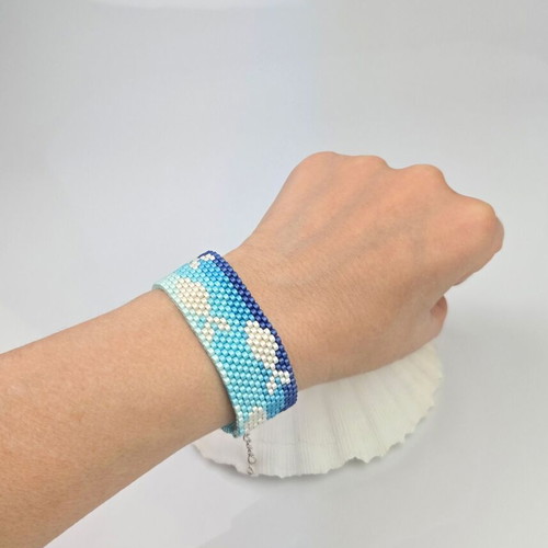 Bracelet “More” handmade in blue and white