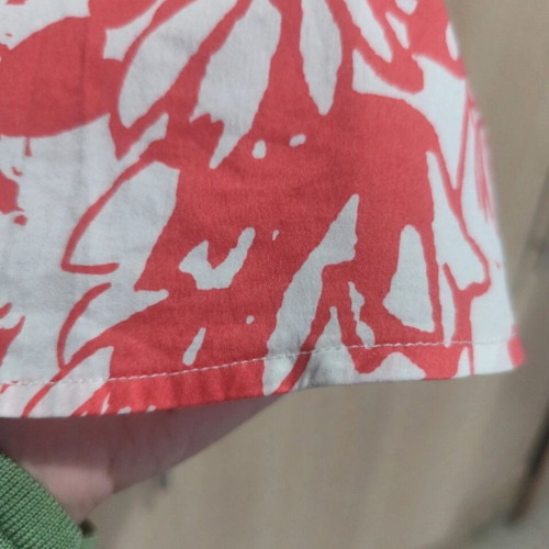 Sarah Lawrence women's short sleeve blouse used, white and red, size S