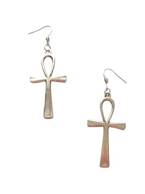 Handmade earrings Ankh key of life steel silver new