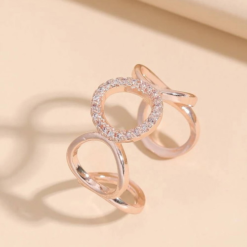 Ring rose gold with zircon and circles new