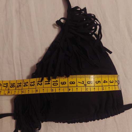 Oysho black bikini top with fringes