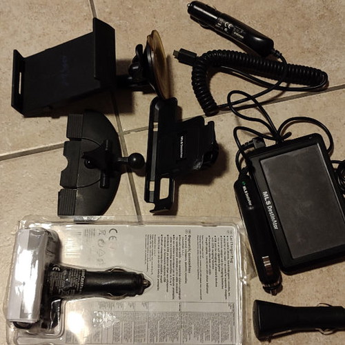 Car accessories used with phone mounts and Garmin GPS