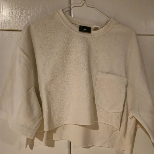 H&M Crop Top Relaxed Fit terry fabric like new, white, size L