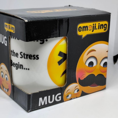 Ceramic Mug Emoji Good Morning Let the Stress Begin like new
