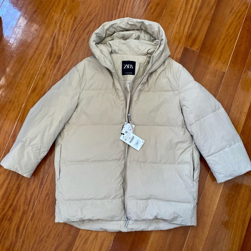Zara down jacket new, beige, size M