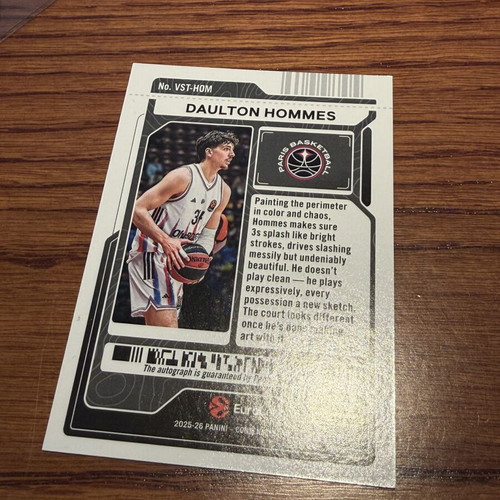 2025-26 Contenders EuroLeague Veteran Season Ticket Stub Auto Daulton Hommes new