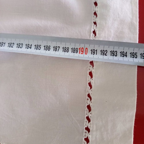 Tablecloth large vintage white with handmade finish 195x255 cm like new