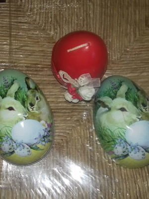 Πασχαλινό κερί σε μεταλλικό δοχείο αυγό καινούργιο 12 εκ