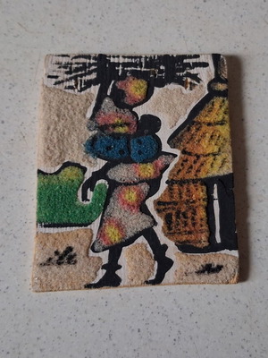 Μαγνητάκι Χειροποίητο Αφρικανικό με Άμμο σε Ξύλο σαν καινούργιο