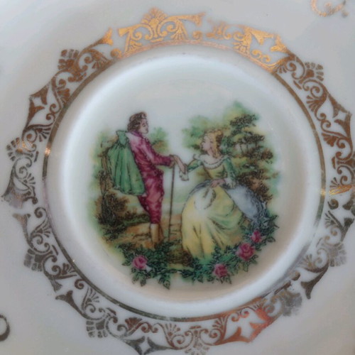 Small vintage Bavarian porcelain plate used with gold details