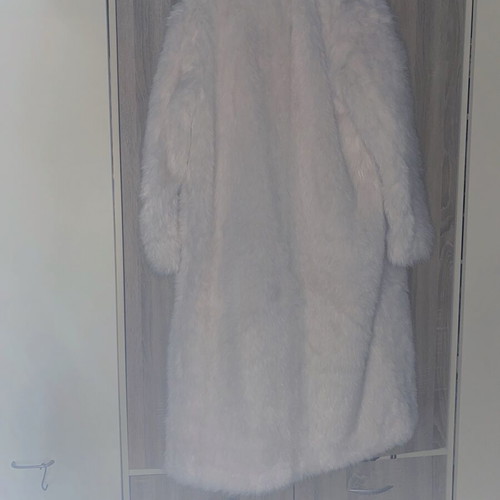 Faux Fur Coat Stradivarius New, White, Size S