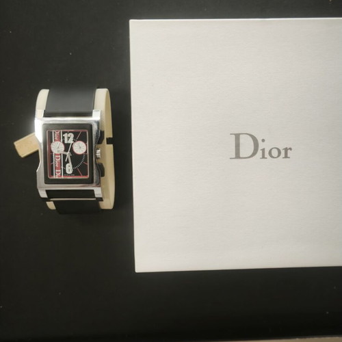 Dior CD034313 rectangular chronograph watch, Swiss made, NOS