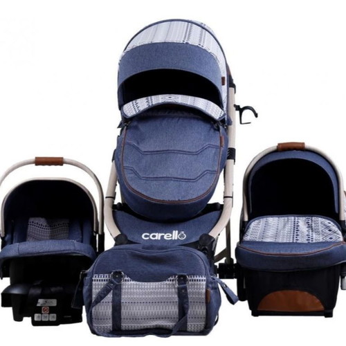 Carello M30 Travel System 3 in 1 stroller used, Premium edition bluejean