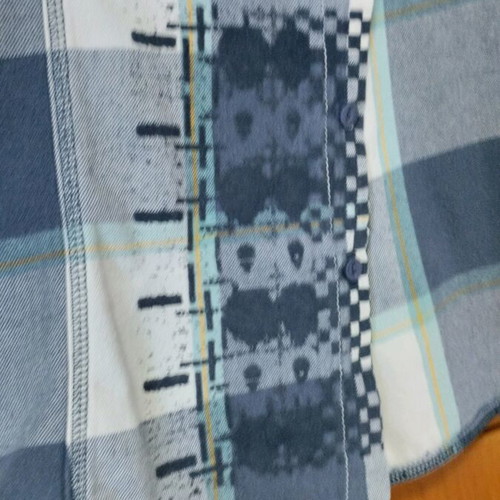 Attrattivo women's shirt L plaid like new, white and blue