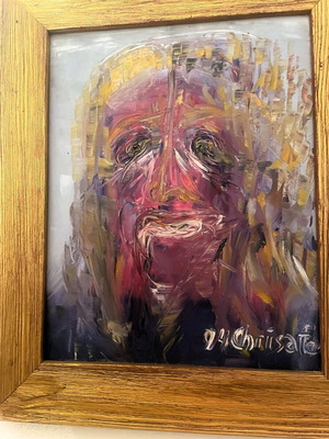 Painting "Vlemma" expressionist portrait, 28x22, Chrisafo 94