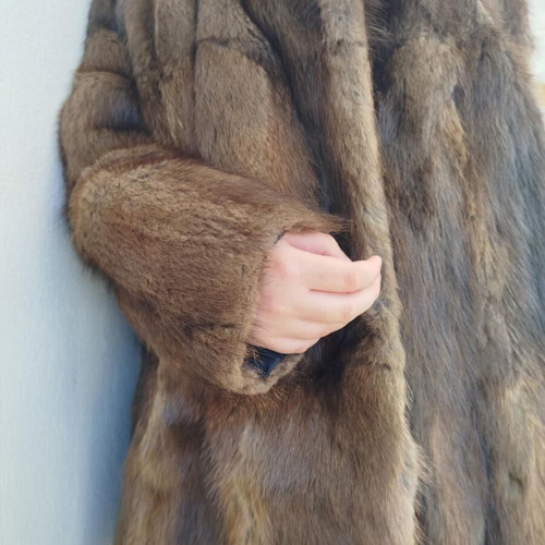 Women's coat made of natural fur new, brown and black