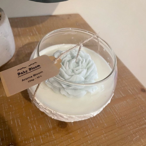 Stone Base Glass Candle new with Baby Bloom scent