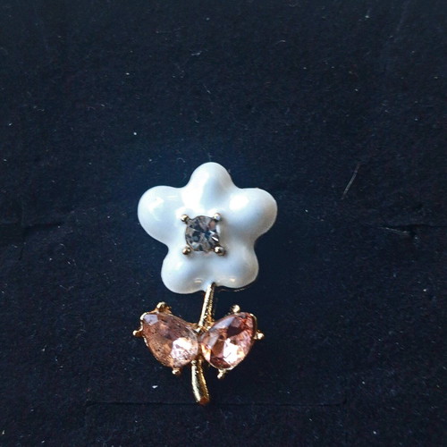 Gold plated 925 silver earrings like new, pearl flower with crystals