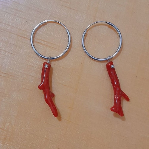 Silver 925 earrings with coral, new
