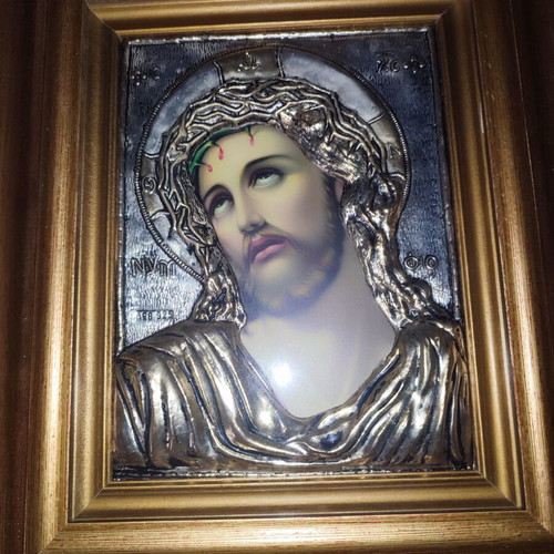 The Bridegroom Silver 925 and 24K Gold Icon, New, 43x34 cm