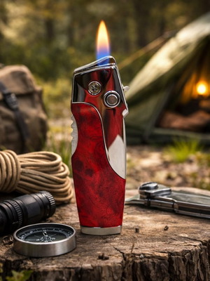 Windproof Lighter-Knife Metal Red 9cm new
