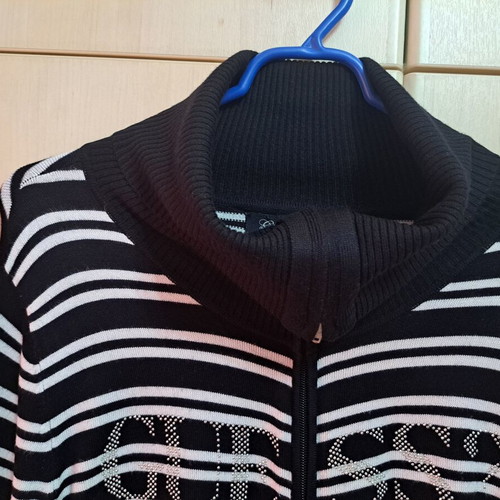Guess women's cardigan black with white stripes new, cotton, size L