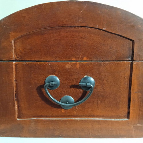Wooden painted decorative box used, 32 x 22 x 16 cm