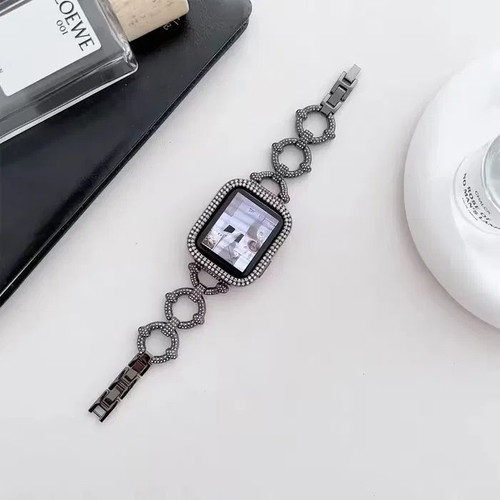 Crystal Ring Stainless Steel Watch Strap for Samsung Huawei Amazfit Garmin