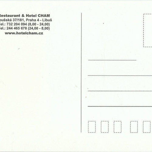 Hotel Cham Prague postcard