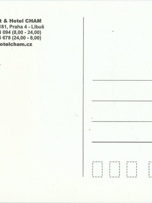 Hotel Cham Prague postcard