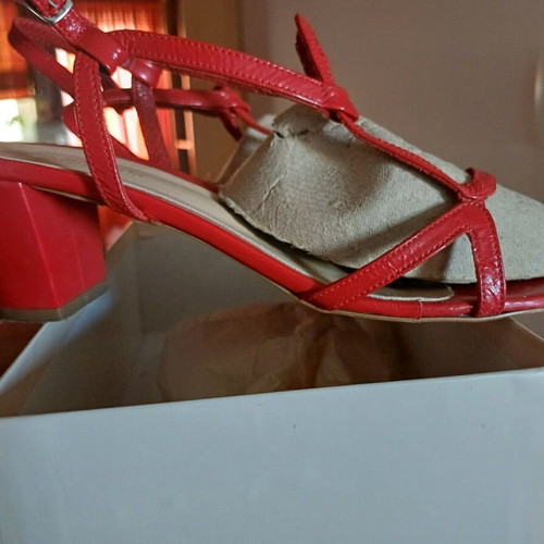 Bournazos leather sandals in bright red, size 40