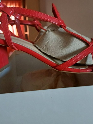 Bournazos leather sandals in bright red, size 40