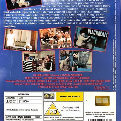 And Now for Something Completely Different DVD used, comedy with English subtitles