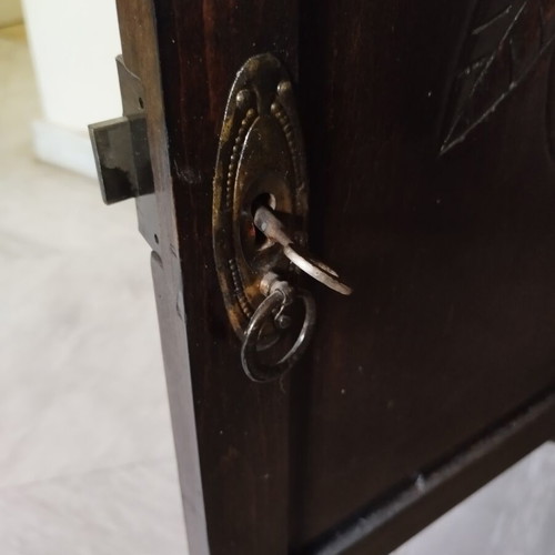 Vintage wood carved bedside cabinet refurbished, Art Deco style
